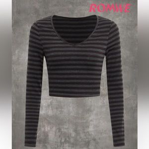 ROMWE Grunge Punk Striped Crop Tee